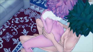 Izuku Midoriya fucking lia cute samteamano Mina kontraŭ muro - MHA Hentai.